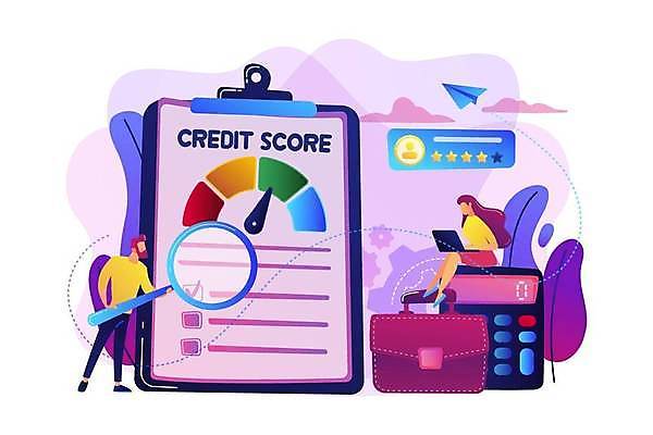 EPS 해외이미지 전신 라이프스타일 여자 남자 별 분홍색 잎 서류가방 일러스트 돋보기 서기 들기 앉기 성인 두명 책 계산기 종이비행기 별점 서류판 신용도 신용등급 얼굴없음 성인만 해외일러스트 자연요소 식물 컬러 가방 모션 문구용품 사람 생활 경제 사무용품 장비 종이접기 점수 평가 파일형식 벡터 이미지허브