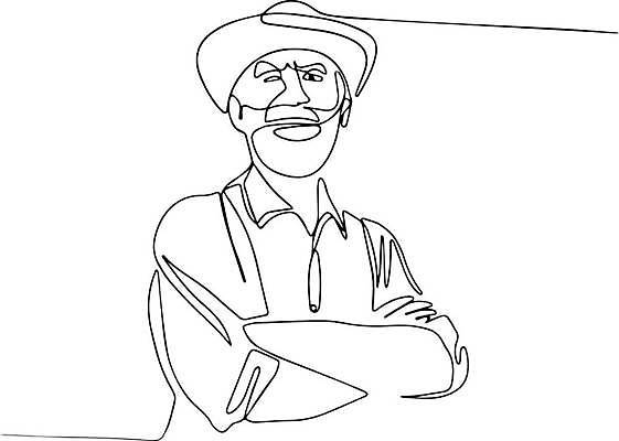 EPS 해외이미지 남자 중년 라인일러스트 일러스트 무표정 한명 상반신 팔짱 농부 라인아트 손그림 드로잉 중년남자한명만 해외일러스트 직업 1 감정 선 모션 표정 미술 사람 성인 남자한명만 중년남자만 파일형식 벡터 이미지허브