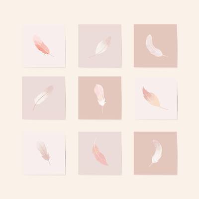 EPS 해외이미지 디자인 일러스트 추상 사람없음 세트 분위기 깃털 정사각형 감성 엘리먼트 해외일러스트 도형 컨셉 무늬 파일형식 벡터 이미지허브