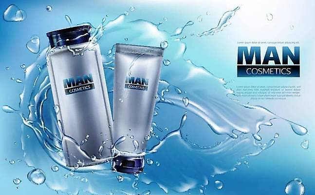 EPS 해외이미지 일러스트 사람없음 파란색 뷰티 화장품 물방울 은색 로션 스킨케어 바디로션 바디케어 스킨로션 해외일러스트 컬러 파일형식 벡터 이미지허브