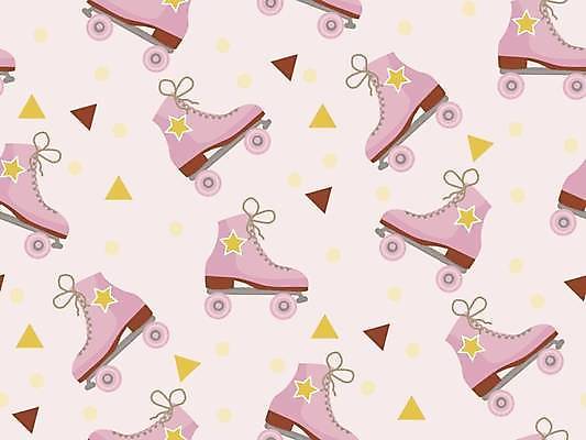 EPS 해외이미지 분홍색 백그라운드 패턴 일러스트 사람없음 삼각형 복고 롤러스케이트화 해외일러스트 도형 컬러 무늬 롤러블레이드 파일형식 벡터 이미지허브