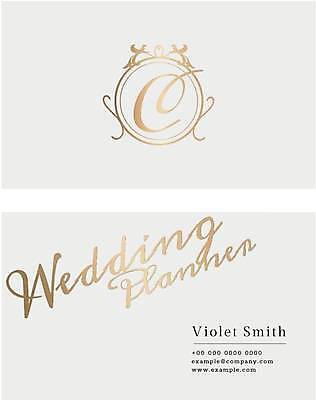EPS 해외이미지 디자인 일러스트 비즈니스 명함 명함템플릿 글자캘리그라피 사람없음 금색 원형 베이지색 웨딩플래너 가로명함 해외일러스트 도형 템플릿 직업 컬러 캘리그라피 파일형식 벡터 이미지허브