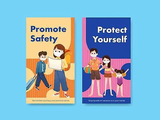 EPS 해외이미지 여자 남자 어린이 여행 허리손 지도 일러스트 배낭 가족 마스크 들기 여러명 성인 파란색 세트 캐리어 주황색 만세 당기기 비치볼 소셜네트워크 소셜미디어 코로나바이러스 해외일러스트 컬러 포즈 다수 가방 공 관계 모션 바캉스용품 사람 여행가방 바이러스 파일형식 벡터 이미지허브