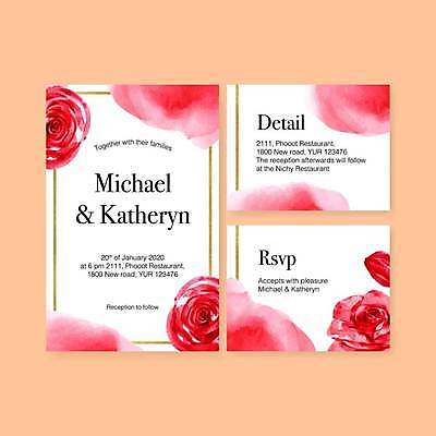 EPS 해외이미지 결혼 카드템플릿 일러스트 사람없음 빨간색 장미 흰색 청첩장 초대장 초대 해외일러스트 템플릿 꽃 컬러 카드_감사 이벤트 파일형식 벡터 이미지허브