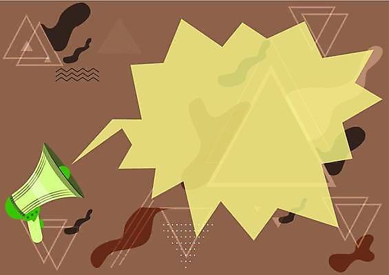 EPS 해외이미지 말풍선 곡선 일러스트 사람없음 갈색 확성기 외침 삼각형 알림 지오메트릭 카피스페이스 해외일러스트 도형 선 컬러 소리 공백 파일형식 벡터 이미지허브