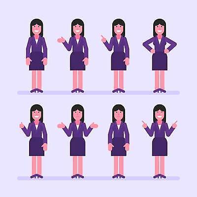 EPS 해외이미지 직업 캐릭터 디자인 행복 얼굴 포즈 일러스트 비즈니스 노동자 갈색머리 서기 사람 정장 금융 세트 사무실 업무 비즈니스우먼 발표 플랫 만화 오브젝트 사인 경영자 상업 스타일 강조 해외일러스트 일러캐릭터 헤어스타일 옷 여자 감정 모션 신체부위 경제 작업 직장인 리더 파일형식 벡터 이미지허브