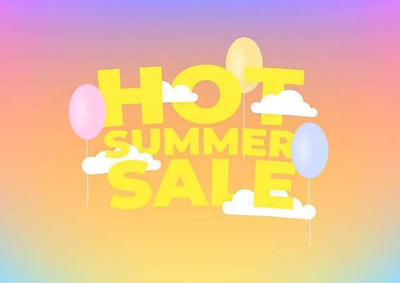 EPS 해외이미지 분홍색 일러스트 이벤트 타이포그라피 사람없음 세일 주황색 풍선 그라데이션 핫세일 시즌오프 해외일러스트 문자 컬러 파일형식 벡터 이미지허브
