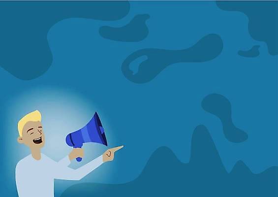 EPS 해외이미지 남자 곡선 일러스트 입벌림 한명 들기 상반신 성인 파란색 확성기 외침 가리킴 알림 성인남자한명만 카피스페이스 해외일러스트 1 선 컬러 모션 표정 사람 손짓 소리 공백 남자한명만 성인남자만 파일형식 벡터 이미지허브