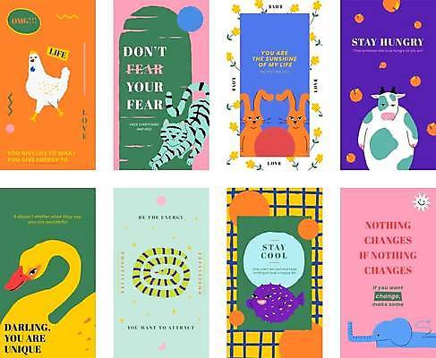 EPS 해외이미지 여러마리 일러스트 코끼리 타이포그라피 사람없음 세트 컬러풀 고양이 토끼 닭 뱀 복어 호랑이 젖소 거위 해외일러스트 문자 컬러 다수 포유류 파충류 조류 어류 반려동물 소 파일형식 벡터 이미지허브