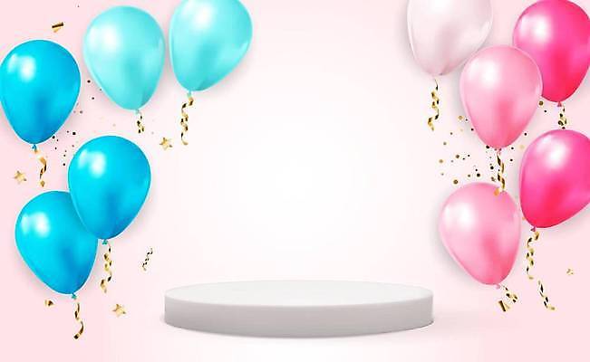EPS 해외이미지 일러스트 사람없음 무대 받침대 이벤트용품 풍선 기하학 단상 목업 해외일러스트 무늬 이벤트 오브젝트 파일형식 벡터 이미지허브