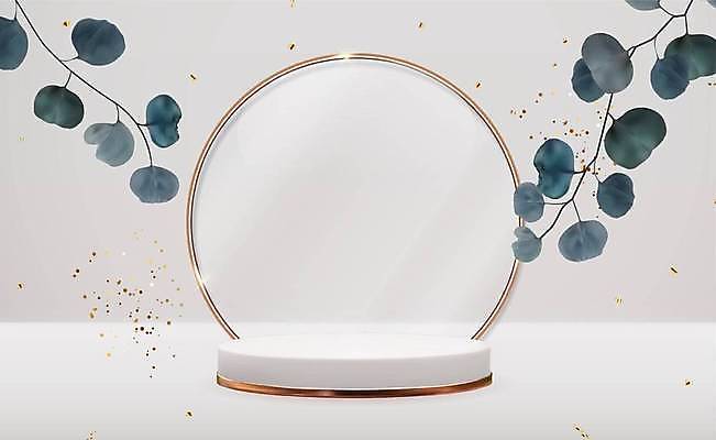 EPS 해외이미지 일러스트 사람없음 3D 원형 단상 유칼립투스 해외일러스트 도형 식물 디지털합성 파일형식 벡터 이미지허브