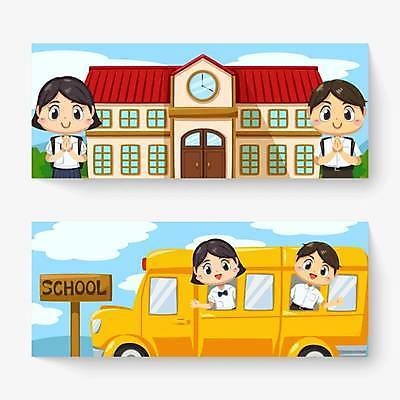 EPS 해외이미지 여학생 여자 남자 어린이 남학생 일러스트 초등학교 소년 여러명 상반신 친구 승차 스쿨버스 신학기 손인사 손모으기 어린이만 해외일러스트 학생 다수 학교 관계 모션 버스 사람 손짓 인사 파일형식 벡터 이미지허브