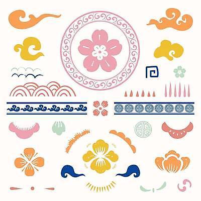 EPS 해외이미지 구름 문양 디자인 꽃무늬 일러스트 추상 사람없음 세트 벚꽃 원형 구름문양 구름모양 꽃모형 동양적 엘리먼트 해외일러스트 자연요소 모양 도형 꽃 무늬 모형 파일형식 벡터 구름_자연 이미지허브