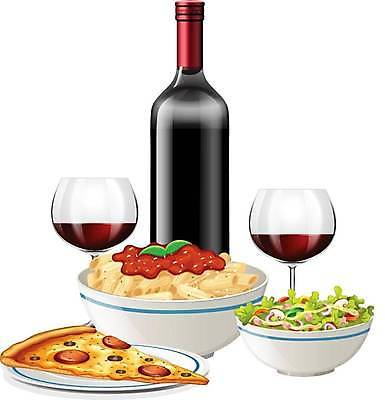 EPS 해외이미지 그릇 접시 와인잔 일러스트 피자 파스타 사람없음 와인 샐러드 와인병 펜네 피자조각 해외일러스트 식기 음식 조각 술잔 병_용기 주류 패스트푸드 서양음식 파일형식 벡터 이미지허브