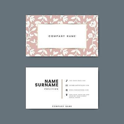 EPS 해외이미지 디자인 꽃 줄기 분홍색 잎 일러스트 비즈니스 명함 명함템플릿 사람없음 가로명함 해외일러스트 식물 템플릿 컬러 파일형식 벡터 이미지허브