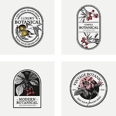 EPS 해외이미지 디자인 열매 꽃 잎 일러스트 사람없음 세트 라벨 빈티지 원형 분위기 타원형 브랜딩 해외일러스트 도형 식물 컨셉 프레임 파일형식 벡터 이미지허브