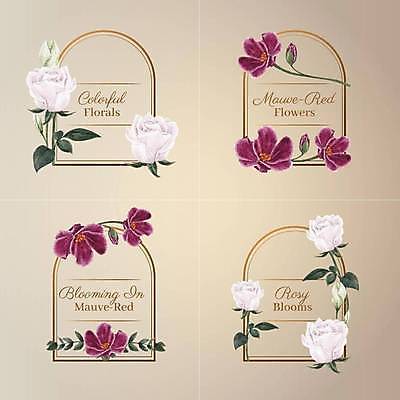 EPS 해외이미지 꽃 일러스트 텍스트 프레임 타이포그라피 사람없음 장미 심볼 베이지색 브랜딩 해외일러스트 식물 문자 컬러 파일형식 벡터 이미지허브