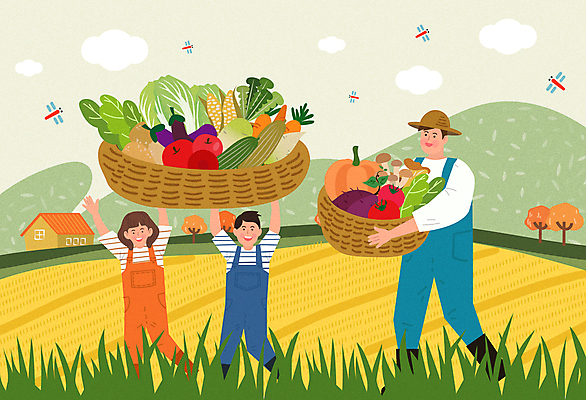 전신 나무 구름 여자 남자 어린이 토마토 일러스트 가족 하늘 호박 가지 산 주택 논 옥수수 미소 웃음 들기 소녀 소년 성인 세명 바구니 걷기 농사 버섯 당근 추수 가을 농촌 풀 잠자리 사과 농부 무 멜빵바지 배추 고구마 손인사 밀짚 농업인의날 국내일러스트 AI파일 자연요소 식물 직업 계절 기념일 곤충 농업 채소 과일 바지 관계 모션 곡류 뿌리채소 표정 사람 건물 시골 인사 짚 멜빵 파일형식 벡터