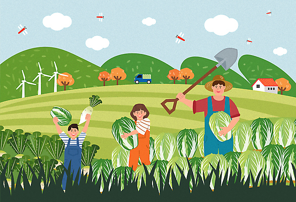 나무 구름 여자 남자 어린이 일러스트 가족 하늘 산 주택 미소 웃음 들기 소녀 소년 상반신 성인 세명 초록색 만세 트럭 수확 가을 농촌 풀 풍력에너지 잠자리 농부 무 삽 멜빵바지 배추 밀짚모자 배추밭 농업인의날 무밭 배추재배 국내일러스트 AI파일 자연요소 식물 직업 모자_잡화 계절 기념일 컬러 곤충 밭 농업 채소 바지 관계 모션 자동차 뿌리채소 표정 사람 건물 시골 그린에너지 멜빵 파일형식 벡터