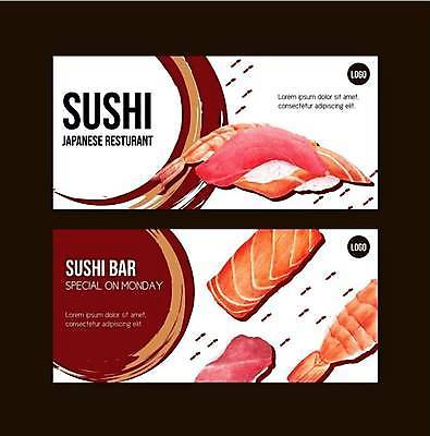 EPS 해외이미지 배너 가로배너 포스터 일러스트 사람없음 초밥 메뉴판 새우초밥 연어초밥 일본음식 배너세트 참치초밥 해외일러스트 음식 새우 가로 세트 연어 파일형식 벡터 이미지허브