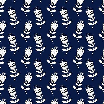 EPS 해외이미지 디자인 꽃 패턴 꽃백그라운드 일러스트 사람없음 패턴백그라운드 흰색 남색 플라워패턴 해외일러스트 식물 컬러 백그라운드 무늬 파일형식 벡터 이미지허브