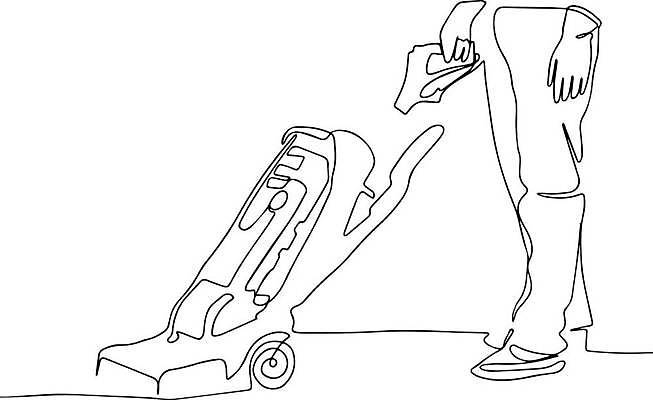 EPS 해외이미지 라인일러스트 일러스트 한명 서기 성인 하반신 잡기 청소 라인아트 손그림 드로잉 성인한명만 바닥청소 무선청소기 해외일러스트 1 선 모션 미술 사람 청소기 성인만 파일형식 벡터 이미지허브