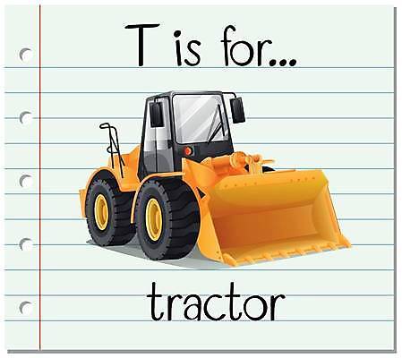 EPS 해외이미지 종이 한대 일러스트 영어교육 사람없음 단어 메모지 중장비 트랙터 T 단어카드 로우더 해외일러스트 문자 1 알파벳 영어 교육 사무용품 산업장비 농기계 특수차량 파일형식 벡터 단어장 이미지허브