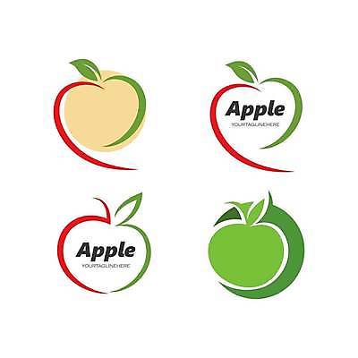 EPS 해외이미지 디자인 잎 농업 일러스트 사람없음 초록색 사과 심볼 해외일러스트 식물 산업 컬러 과일 파일형식 벡터 이미지허브