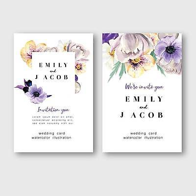 EPS 해외이미지 템플릿 꽃 결혼 잎 일러스트 사람없음 흰색 청첩장 해외일러스트 식물 컬러 카드_감사 이벤트 파일형식 벡터 이미지허브
