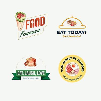 EPS 해외이미지 토마토 일러스트 텍스트 타이포그라피 사람없음 소시지 계란프라이 심볼 햄 팬케이크 브리또 생선스테이크 브랜딩 해외일러스트 문자 채소 육류 스테이크 케이크 가공식품 계란요리 파일형식 벡터 이미지허브