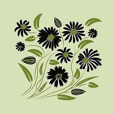 EPS 해외이미지 디자인 꽃 잎 일러스트 미술 사람없음 연두색 화려 민화 국경 해외일러스트 식물 컨셉 문화예술 초록색 그림 파일형식 벡터 이미지허브