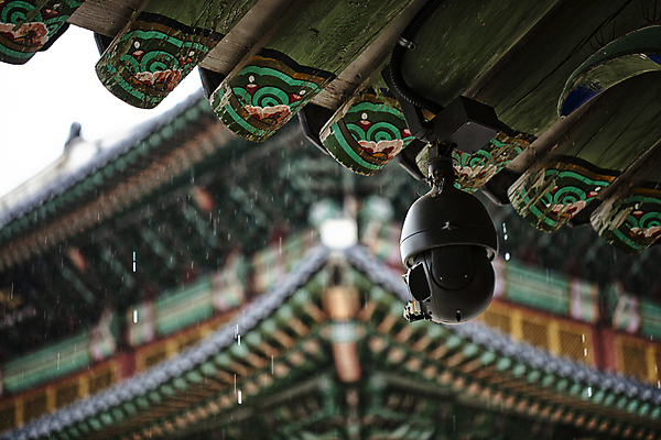 포토 JPG 주간 서울 풍경 사람없음 야외 아웃포커스 관광지 세계문화유산 봄비 국보 창덕궁 감시카메라 지붕처마 국내포토 자연요소 여행 지붕 한국 촬영기법 카메라 봄 궁전 문화재 비_날씨 처마 파일형식
