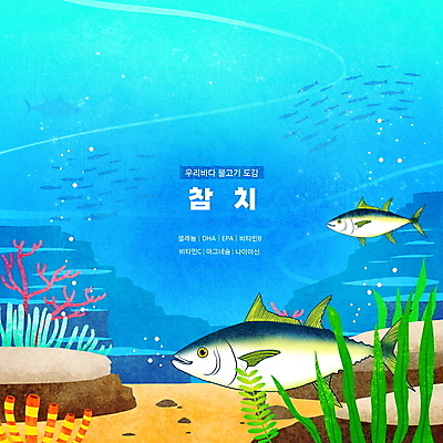 PSD 바다 하늘색 두마리 일러스트 한국 어류 타이포그라피 사람없음 바닷속 바위 해조류 산호초 참치 공기방울 영양소 물고기떼 동물도감 국내일러스트 문자 아시아 2 파란색 수중 수중동물 돌_바위 수중식물 해양식물 파일형식