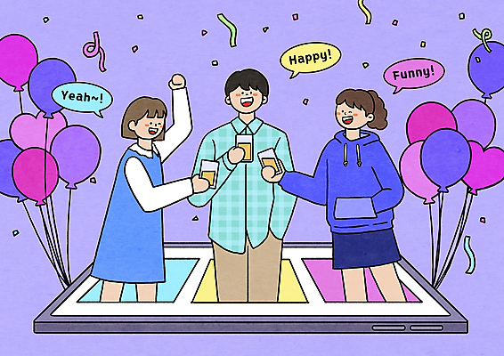 PSD 여자 남자 말풍선 일러스트 모바일 맥주 들기 상반신 성인 세명 친구 스마트폰 손들기 보라색 건배 주머니손 꽃가루 맥주잔 하트풍선 풍선 온라인 화상통화 성인만 송년회 언택트 온택트 랜선라이프 온라인파티 국내일러스트 라이프스타일 컬러 술잔 관계 모션 주류 사람 핸드폰 스마트기기 하트 가루 통화 연말 파일형식