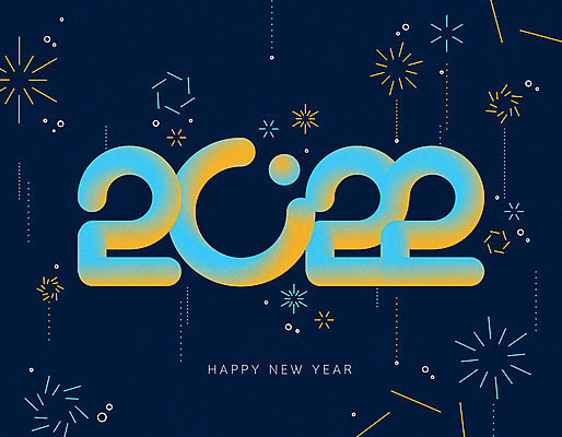 선 일러스트 새해 폭죽 불꽃놀이 타이포그라피 사람없음 남색 입체 해피뉴이어 그라데이션 2022년 국내일러스트 AI파일 문자 컬러 놀이 새해인사 연도 파일형식 벡터