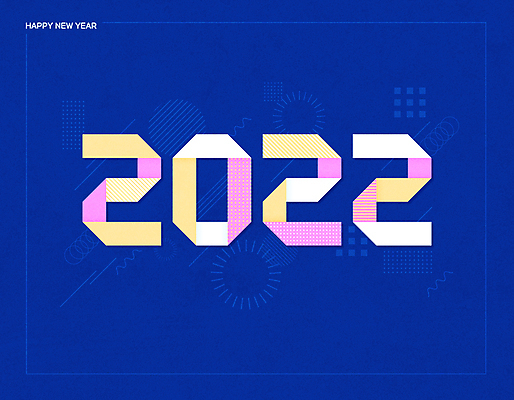 종이 패턴 일러스트 새해 타이포그라피 사람없음 파란색 종이접기 해피뉴이어 2022년 국내일러스트 AI파일 문자 컬러 무늬 새해인사 연도 접기 파일형식 벡터