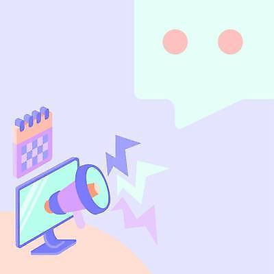 EPS 해외이미지 하늘색 말풍선 일러스트 사람없음 모니터 보라색 확성기 외침 달력 알림 번개모양 카피스페이스 해외일러스트 모양 컬러 파란색 컴퓨터 소리 공백 번개 파일형식 벡터 이미지허브