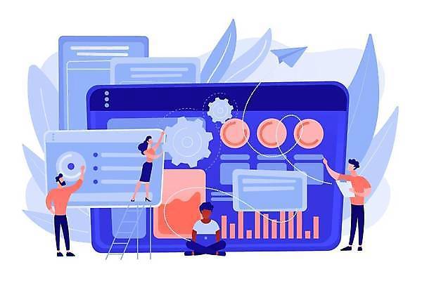 EPS 해외이미지 전신 여자 남자 일러스트 비즈니스 사다리 그래프 들기 앉기 여러명 성인 노트북 자료 톱니바퀴 서류판 성인만 해외일러스트 다수 모션 사람 전자제품 사무용품 도구 파일형식 벡터 이미지허브