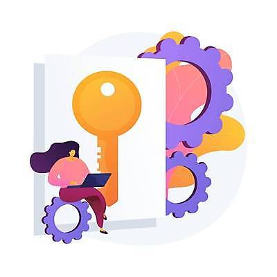 EPS 해외이미지 전신 여자 일러스트 비즈니스 열쇠 한명 앉기 성인 노트북 다리꼬기 톱니바퀴 성인여자한명만 해외일러스트 1 모션 사람 전자제품 여자한명만 성인여자만 파일형식 벡터 이미지허브