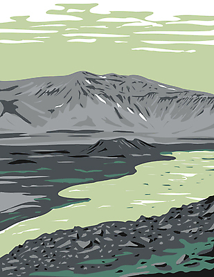 JPG 해외이미지 일러스트 자연 산 국립공원 풍경 사람없음 강 미국 그림 카툰스타일 알래스카 해외일러스트 공원 북아메리카 생태계 파일형식 이미지허브