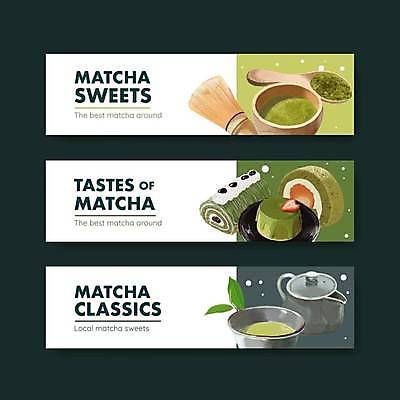 EPS 해외이미지 템플릿 배너 가로배너 일러스트 디저트 사람없음 초록색 회색 흰색 찻주전자 푸딩 롤케이크 나무그릇 나무스푼 말차 배너세트 차선_다기 녹차맛 해외일러스트 그릇 음식 컬러 주전자 목재 가로 차_음료 세트 케이크 맛 다기 녹차 나무숟가락 파일형식 벡터 이미지허브