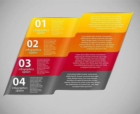 EPS 해외이미지 디자인 일러스트 비즈니스 사람없음 빨간색 노란색 자료 인포그래픽 회색 정보 웨이브 레이아웃 순서 목차 해외일러스트 컬러 파일형식 벡터 이미지허브