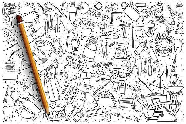 EPS 해외이미지 장갑 의자 일러스트 청진기 사람모양 치과 주사기 마스크 세트 알약 약 간호사 램프 의사가운 입 치아 약병 스케치 손그림 교정기 치아건강 치아교정 해외일러스트 모양 잡화 가구 의학 의료기기 조명 건강 병원 미술 신체부위 의료진 의사 가운 소화기관 교정 병_담는 파일형식 벡터 이미지허브