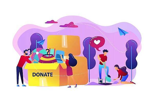 EPS 해외이미지 전신 라이프스타일 옷 여자 남자 분홍색 말풍선 일러스트 공 서기 들기 앉기 여러명 성인 상자 하트 봉사 자원봉사자 삽 종이비행기 기부 심기 얼굴없음 성인만 자선단체 해외일러스트 모양 컬러 다수 모션 사람 생활 도움 그룹 종이접기 자선 파일형식 벡터 이미지허브