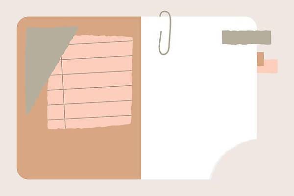 EPS 해외이미지 디자인 종이 백그라운드 일러스트 문구용품 사람없음 공책 공백 클립 살구색 목업 카피스페이스 해외일러스트 컬러 오브젝트 파일형식 벡터 이미지허브