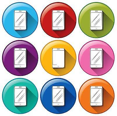 EPS 해외이미지 일러스트 사람없음 스마트폰 세트 컬러풀 원형 해외일러스트 도형 컬러 핸드폰 스마트기기 파일형식 벡터 이미지허브