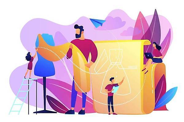 EPS 해외이미지 전신 라이프스타일 디자인 옷 여자 남자 분홍색 잎 일러스트 서기 들기 앉기 여러명 성인 노트북 계단 작업 마네킹 바느질 디자이너 패션디자이너 종이비행기 재단사 얼굴없음 성인만 해외일러스트 식물 직업 컬러 다수 모션 사람 생활 전자제품 종이접기 파일형식 벡터 이미지허브