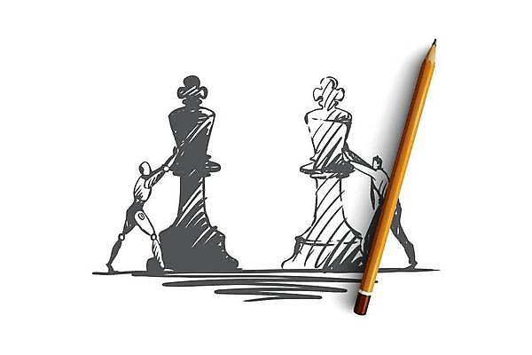 EPS 해외이미지 전신 남자 일러스트 한명 성인 연필 경쟁 비즈니스맨 체스말 체스 밀기 스케치 로봇 손그림 얼굴없음 성인남자한명만 해외일러스트 1 컨셉 비즈니스 모션 놀이 학용품 미술 사람 필기구 말_게임 직장인 남자한명만 성인남자만 파일형식 벡터 이미지허브