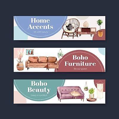 EPS 해외이미지 템플릿 배너 가로배너 화분 하늘색 액자 쿠션 의자 일러스트 조명 사람없음 인테리어 소파 흰색 서랍장 민트색 배너세트 버건디 행잉플랜트 해외일러스트 디자인 컬러 가구 가로 빨간색 파란색 세트 파일형식 벡터 이미지허브