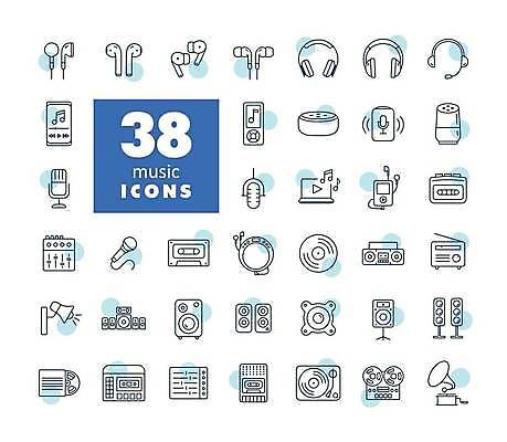 EPS 해외이미지 음악 이어폰 음표 일러스트 조명 사람없음 세트 헤드폰 스피커 소리 듣기 카세트테이프 볼륨 MP3 마이크 라디오 재생 아날로그 축음기 무선이어폰 방송장비 소리굽쇠 전원버튼 해외일러스트 기호 음향기기 모션 버튼 문화예술 전자제품 장비 골동품 전원_전기 파일형식 벡터 이미지허브